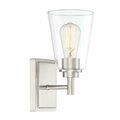 Designers Fountain Westin 5.25in 1-Light Satin Platinum Modern Industrial Indoor Wall Sconce with Clear Glass Shade 95701-SP